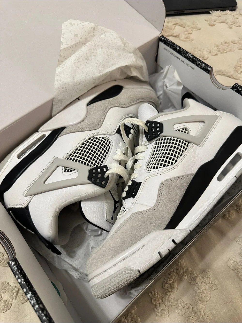 Jordan Men's White, Light Gray and Black Retro Sneakers